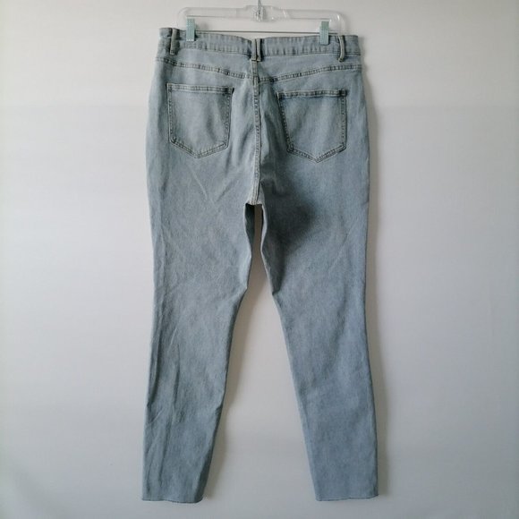 New York & Company Womens Navy Blue Paint Splattered Denim Skinny Jeans Size 16 - Picture 4 of 7